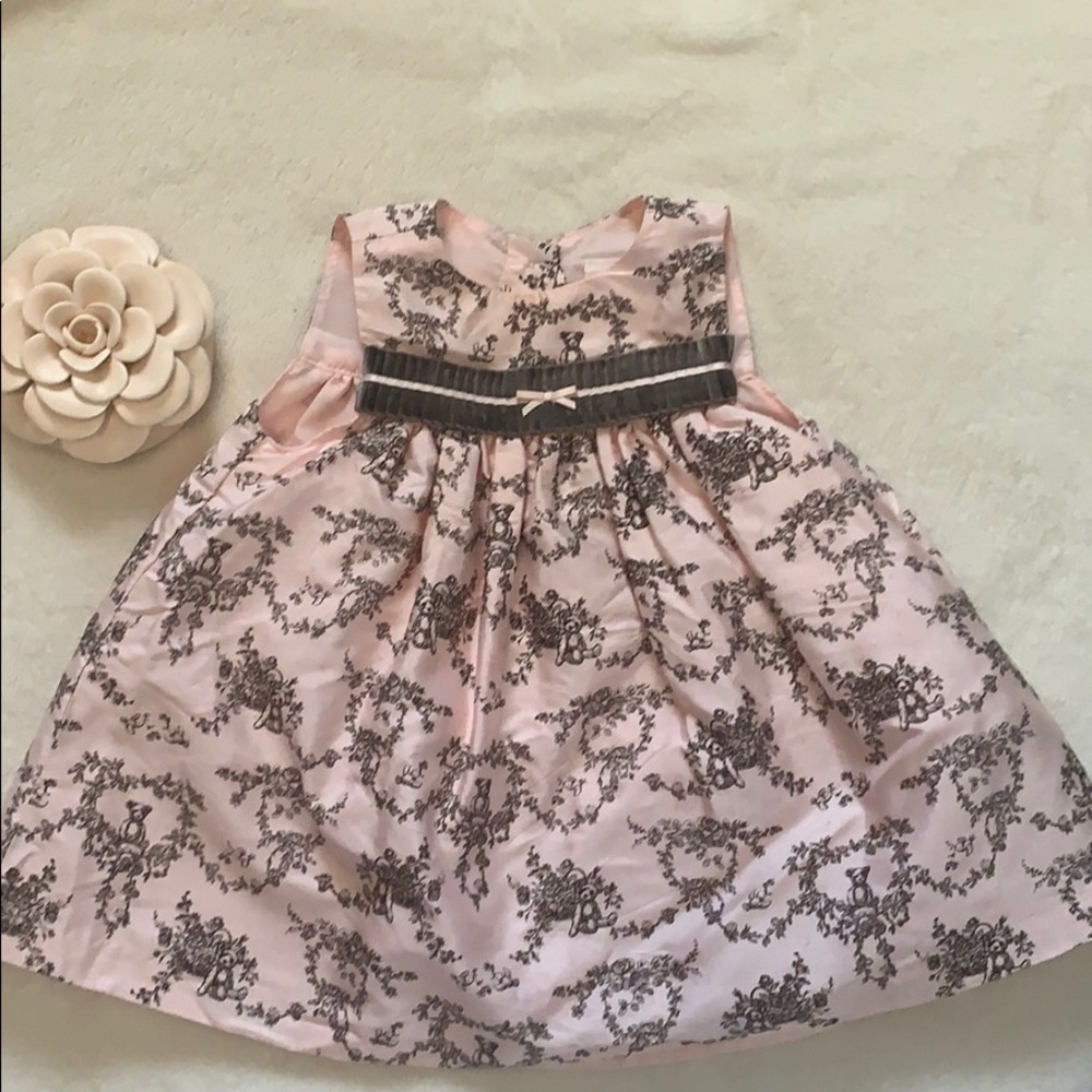 Pink holiday bear silk Gymboree dress